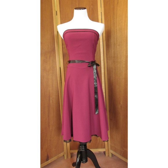 Vintage Ruby Rox Gypsy Swing Burgundy Strapless Cocktail Party/Prom Dress S5 - Picture 1 of 7